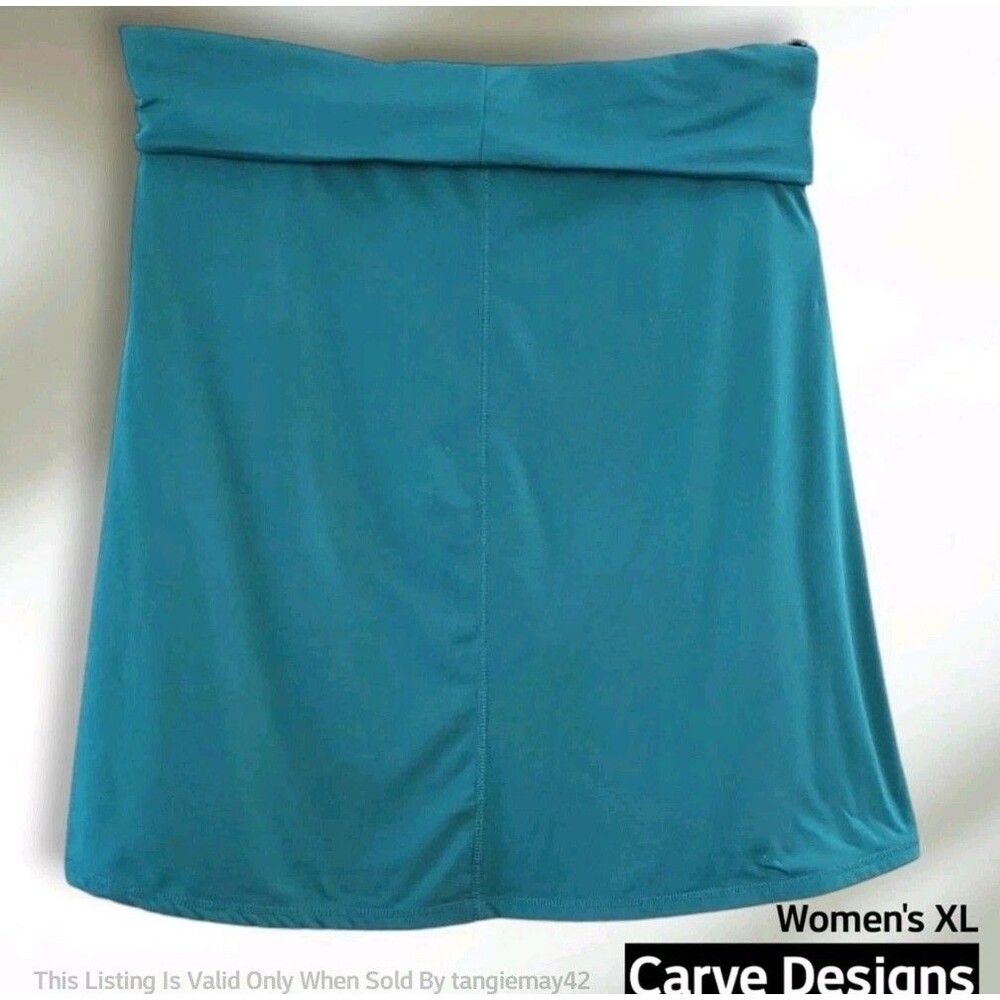 Carve Designs Casual Jersey Knit A-Line Skirt Teal Blue Knee Length Womens XL
